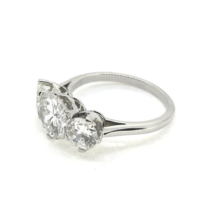Diamond Three Stone Engagement Ring, 2.50 carat total