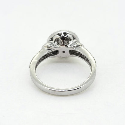 Diamond Halo Cluster Engagement Ring in 18ct Gold, 1.13 carats