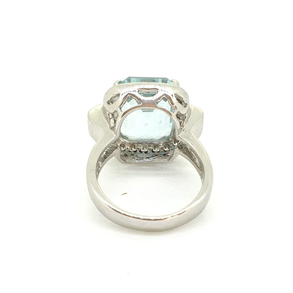 7.17ct Aquamarine and Diamond Cluster Ring