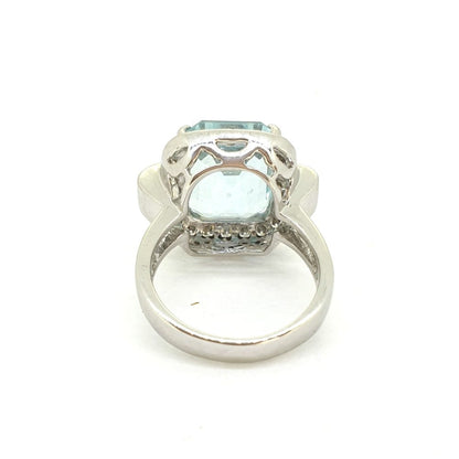 7.17ct Aquamarine and Diamond Cluster Ring