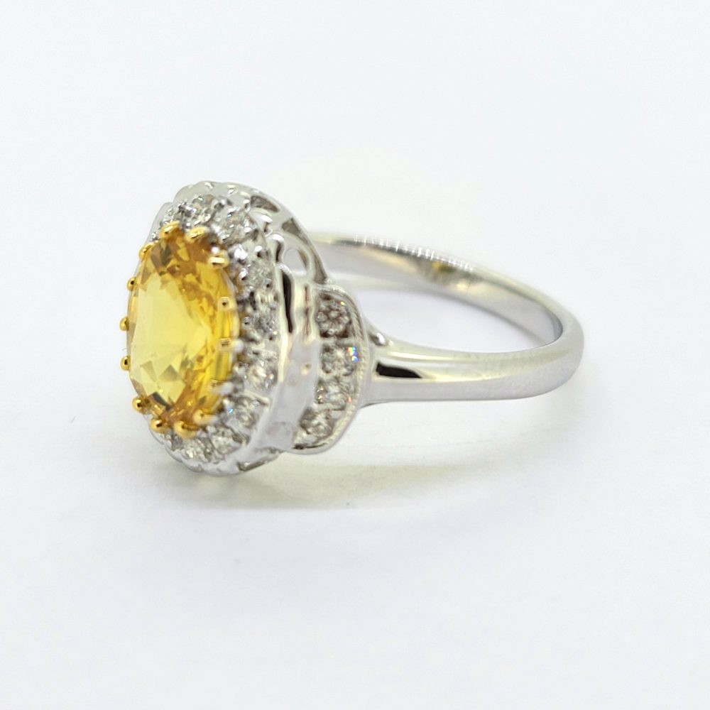 2.1ct Oval Yellow Sapphire and Diamond Cluster Dress Ring
