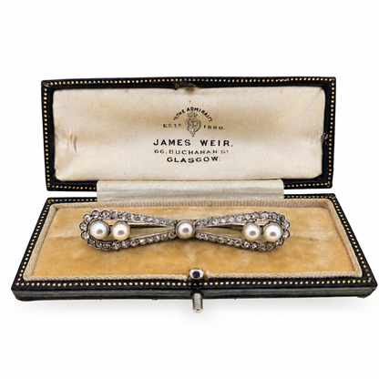 Pearl and Diamond Bar Brooch