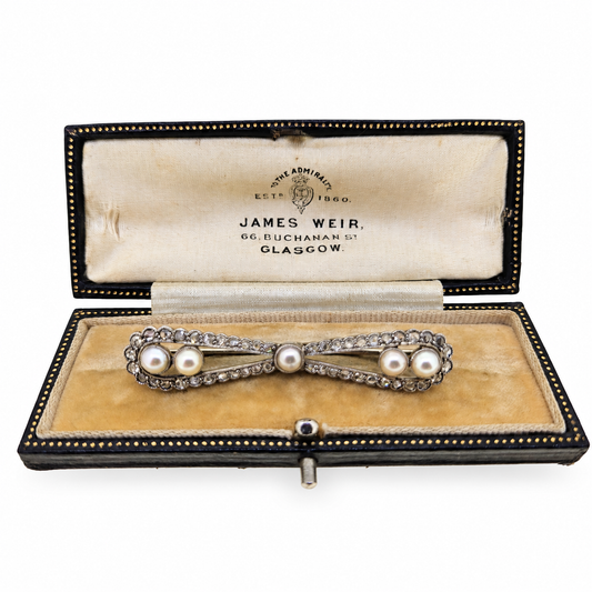 Pearl and Diamond Bar Brooch