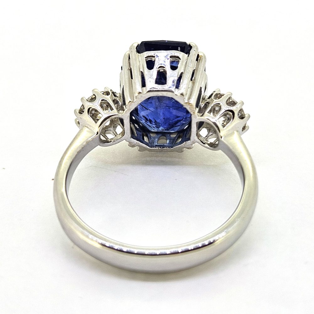 6.71ct Sapphire and Diamond Three Stone Engagement Ring