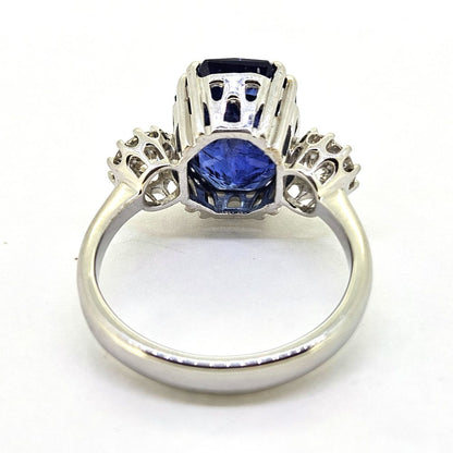6.71ct Sapphire and Diamond Three Stone Engagement Ring