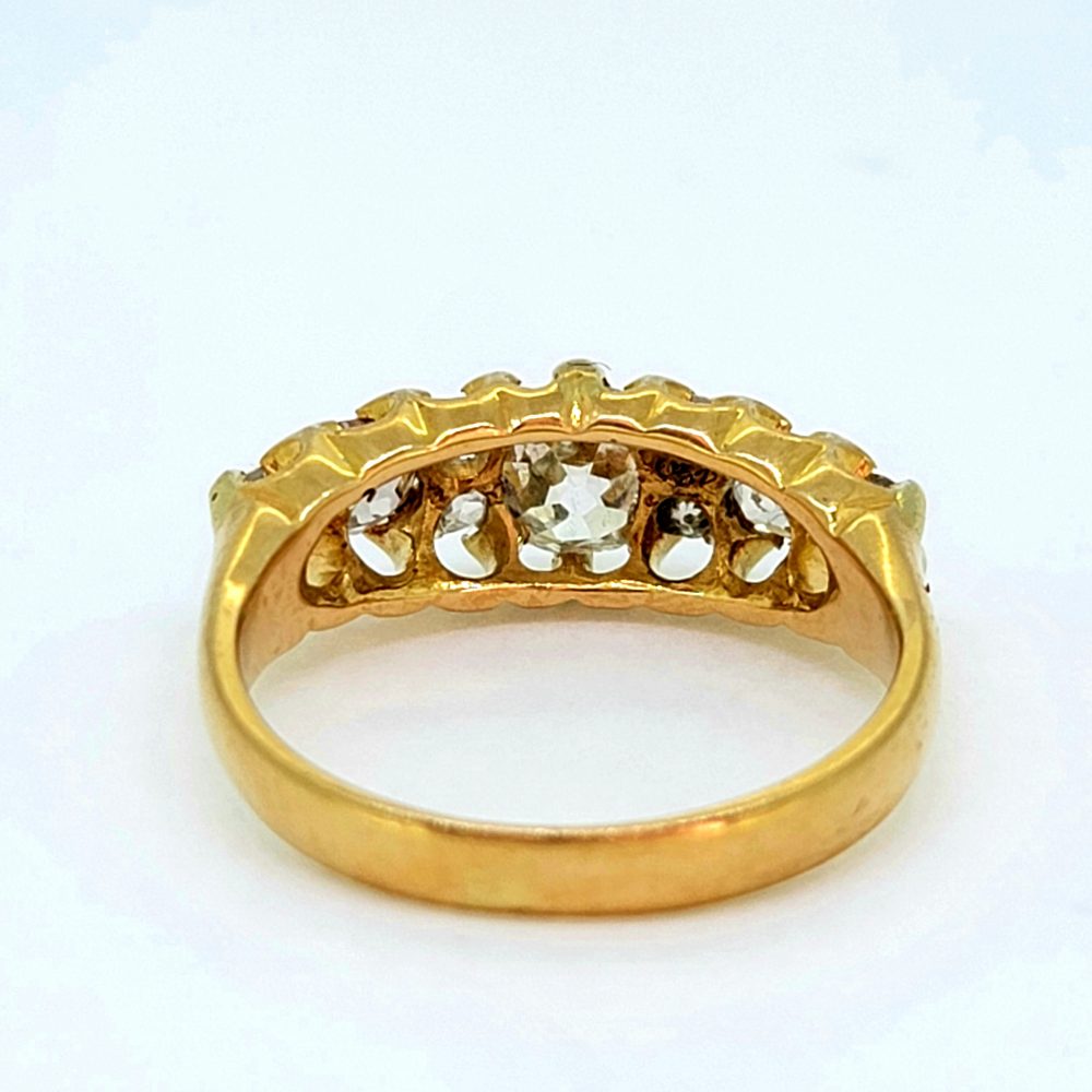 Victorian Antique Old Mine Cut Diamond Five Stone Ring