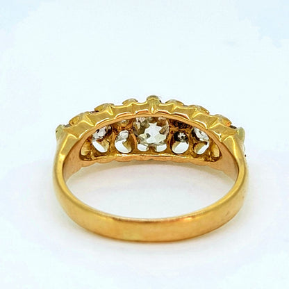 Victorian Antique Old Mine Cut Diamond Five Stone Ring