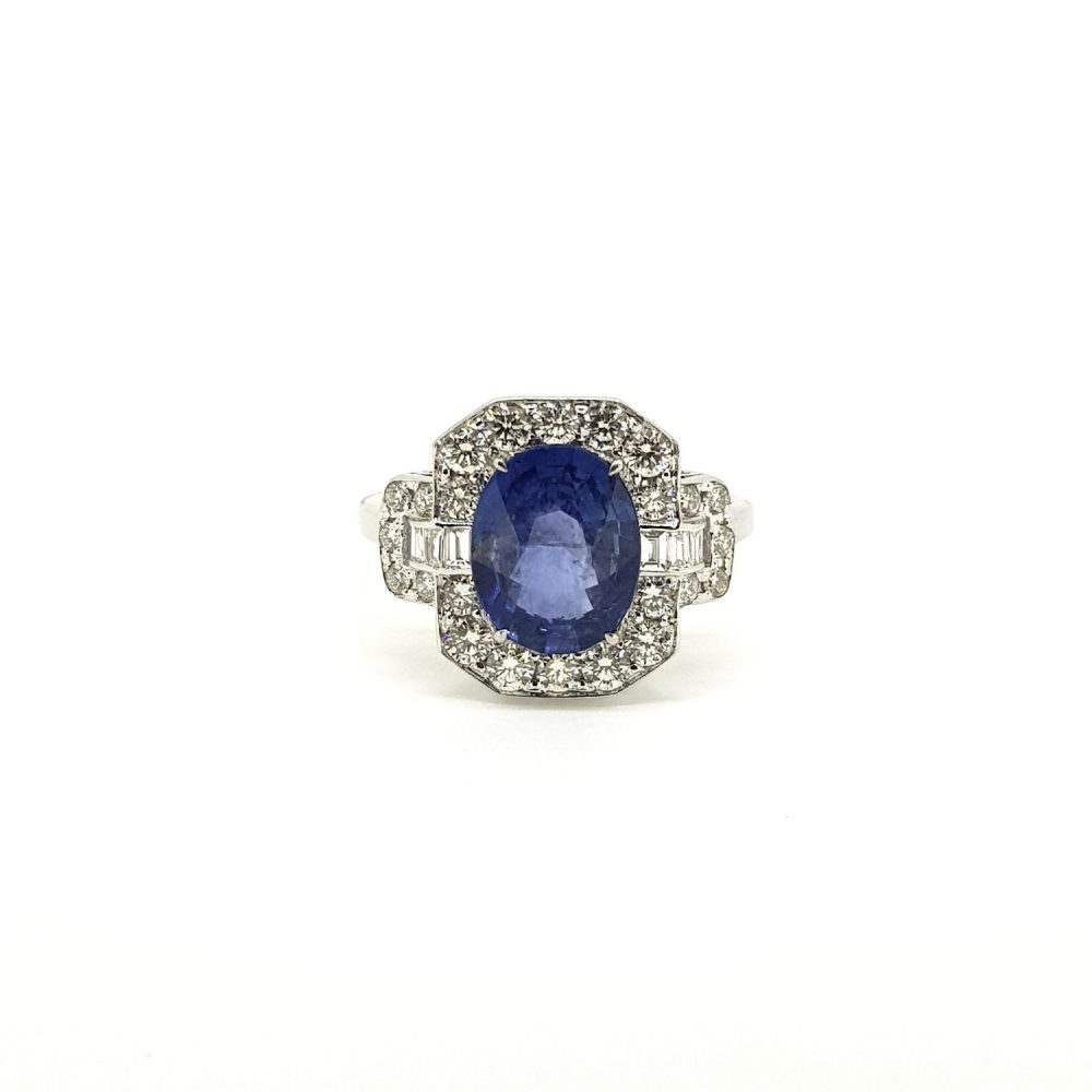 Modern 2.51ct Sapphire and Diamond Cluster Dress Ring