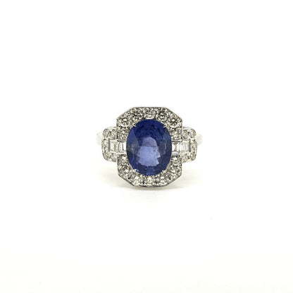 Modern 2.51ct Sapphire and Diamond Cluster Dress Ring