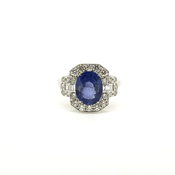 Modern 2.51ct Sapphire and Diamond Cluster Dress Ring