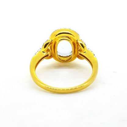 2.30ct Aquamarine and Diamond Cluster Dress Ring in 18ct Yellow Gold