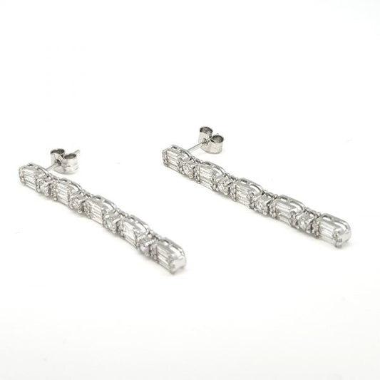 Brilliant and Baguette Cut Diamond Drop Earrings