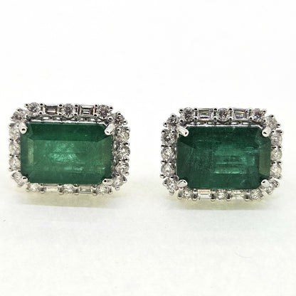 Step cut Emerald and Diamond earrings E10.40 D1.45