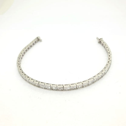 6cts Baguette Cut Diamond Line Bracelet in 18ct White Gold, 6 carat total