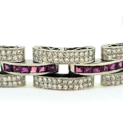 4.80ct Ruby and 6.50ct Diamond Link Bracelet