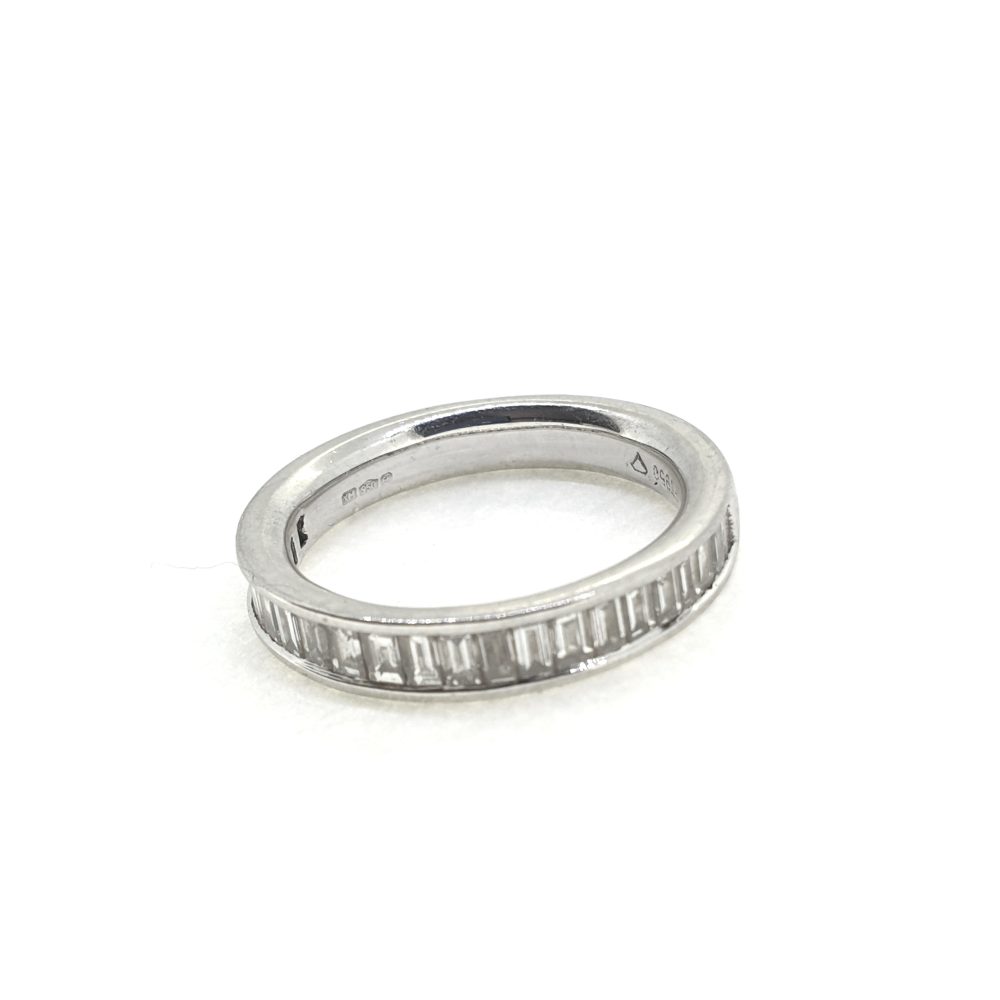 Baguette Cut Diamond Half Eternity Band Ring in Platinum