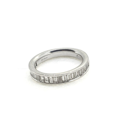 Baguette Cut Diamond Half Eternity Band Ring in Platinum