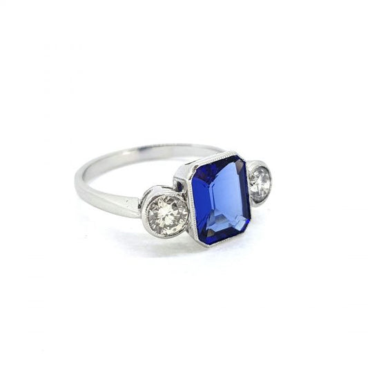 2.20ct Tanzanite and Diamond Trilogy Ring
