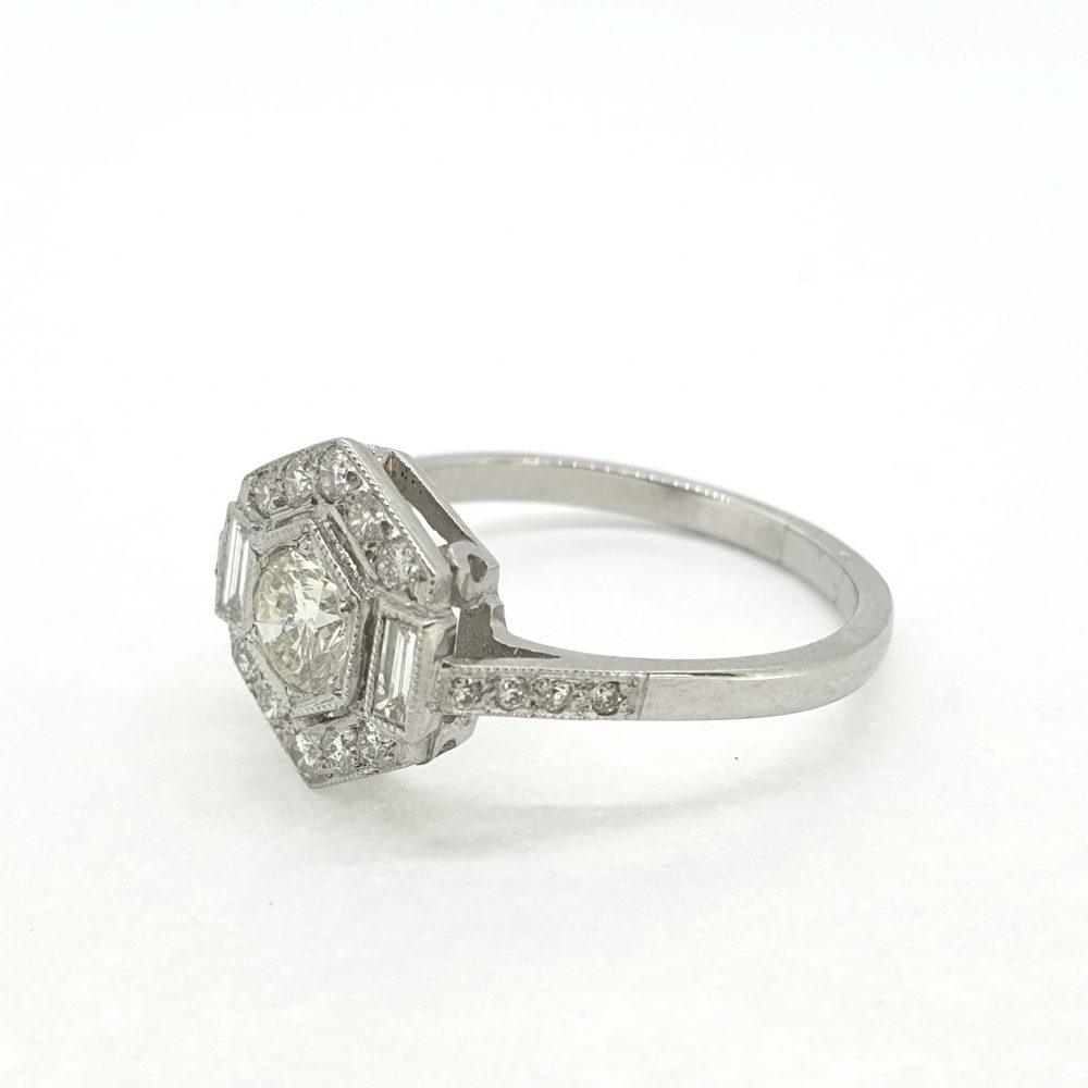 Modern 0.75ct Diamond Geometric Cluster Ring in Platinum