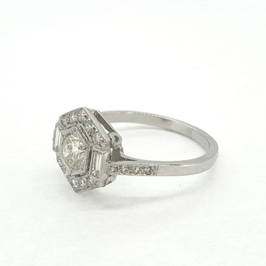 Modern 0.75ct Diamond Geometric Cluster Ring in Platinum