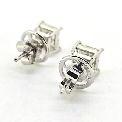 2ct Princess Cut Diamond Solitaire Stud Earrings in 18ct White Gold