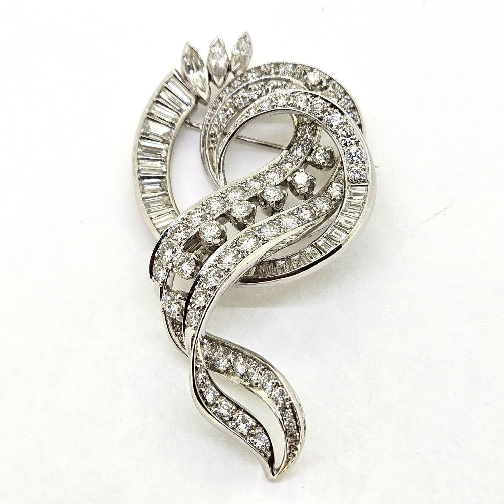 Vintage 5ct Diamond Spray Pendant Brooch