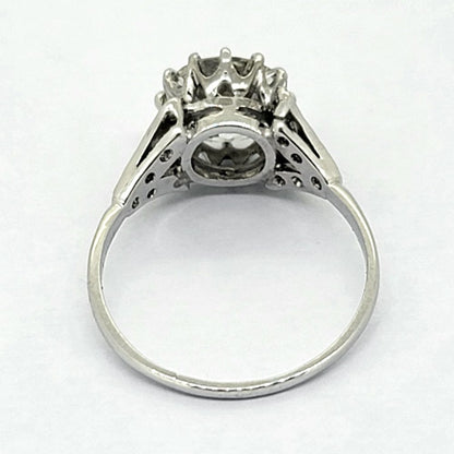 Art Deco 2.20ct Old Cut Diamond Solitaire Engagement Ring in Platinum with Diamond Set Split Shoulders