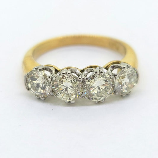Four Stone Diamond Engagement Ring in Yellow Gold, 2.06 carats