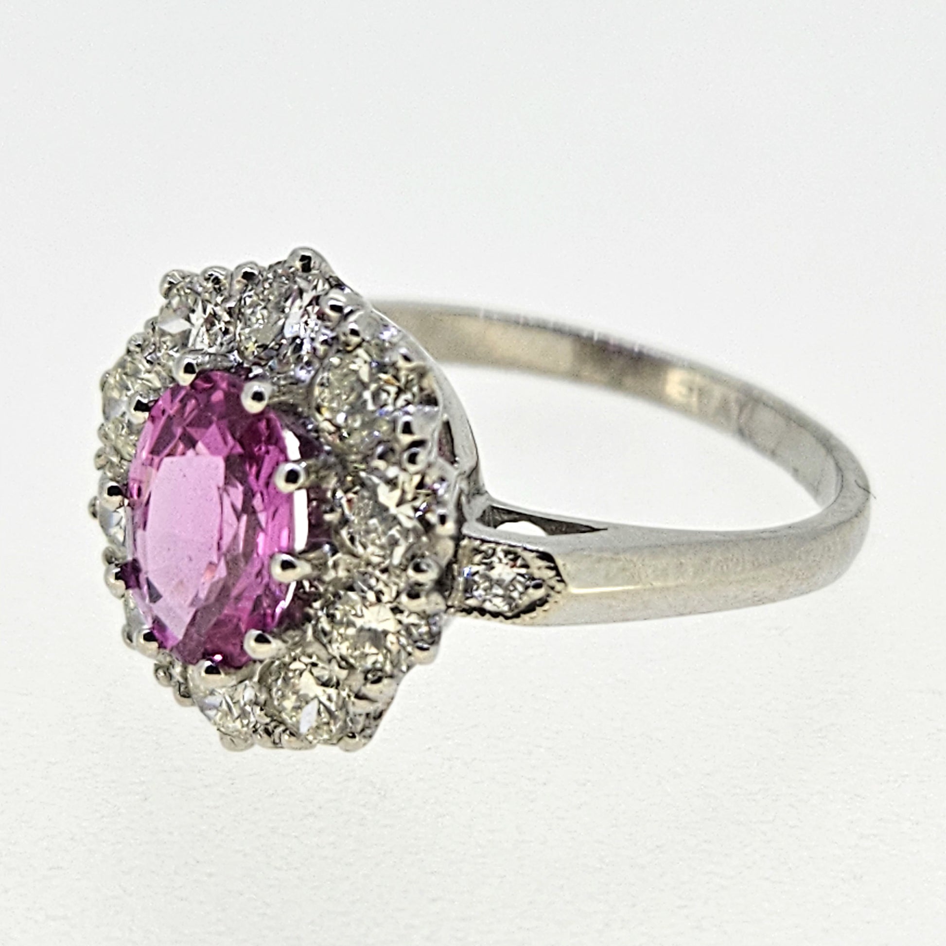 1.50ct Pink Sapphire and Diamond Cluster Ring in Platinum