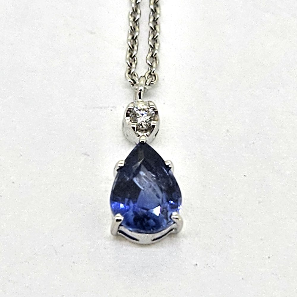 1ct Pear Cut Sapphire and Diamond Pendant