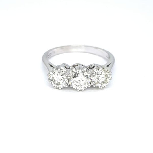 Three Stone Diamond Ring in 18ct White Gold, 1.60 carat total