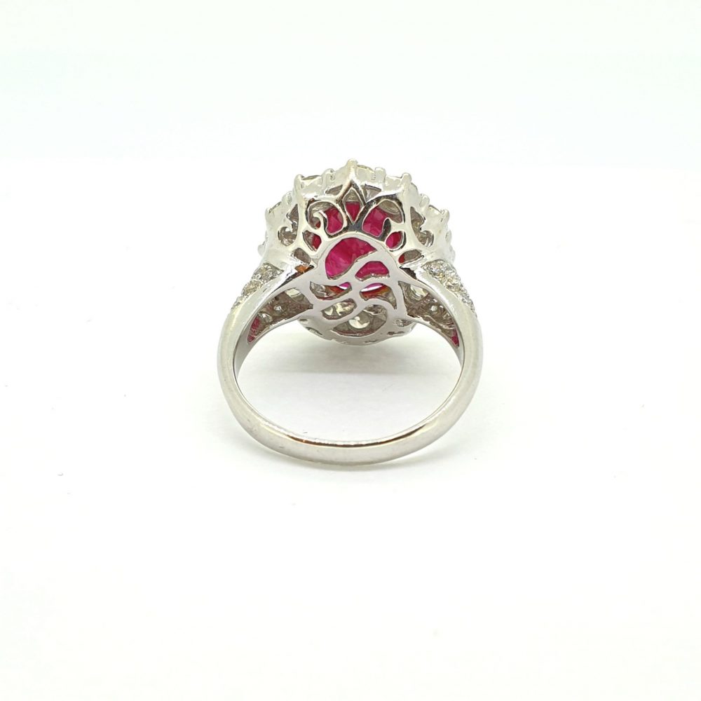 3.71ct Ruby and Diamond Oval Cluster Ring