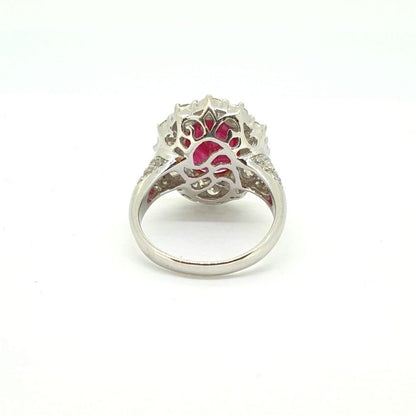 3.71ct Ruby and Diamond Oval Cluster Ring