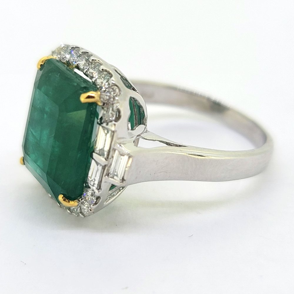 5.28ct Emerald and Diamond Cluster Engagement Ring
