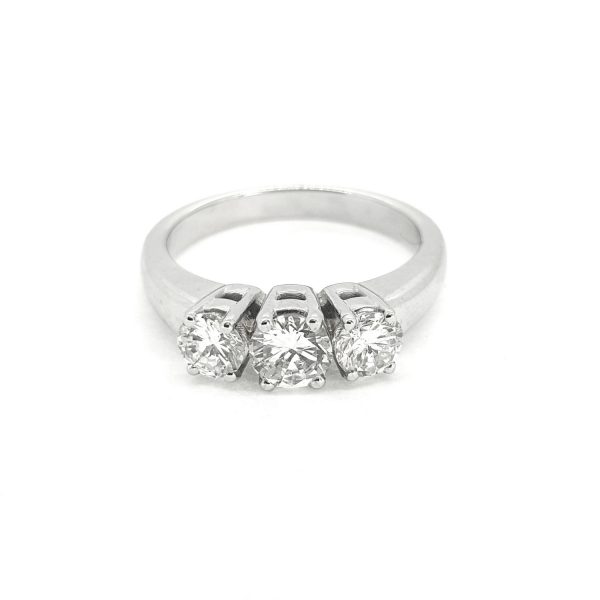 Three Stone Diamond Ring in 18ct White Gold, 1.00 carat total