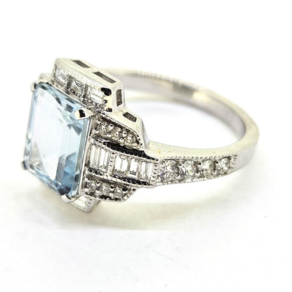 2.11ct Aquamarine and Diamond Cluster Dress Ring