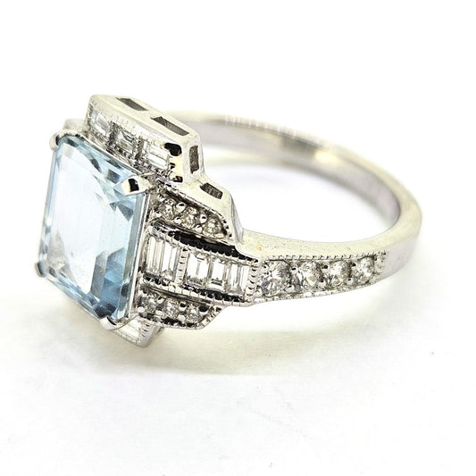 2.11ct Aquamarine and Diamond Cluster Dress Ring