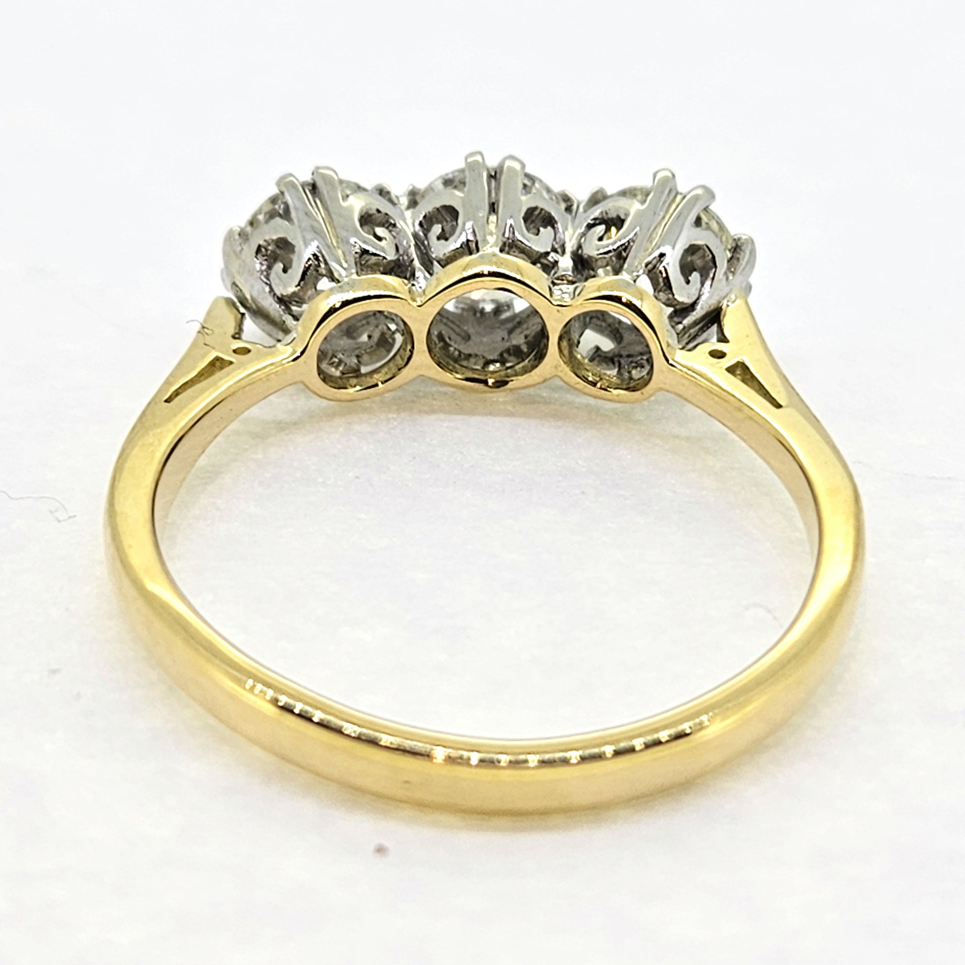 Three Stone Diamond Ring in Platinum and 18ct Yellow Gold, 1.65 carats