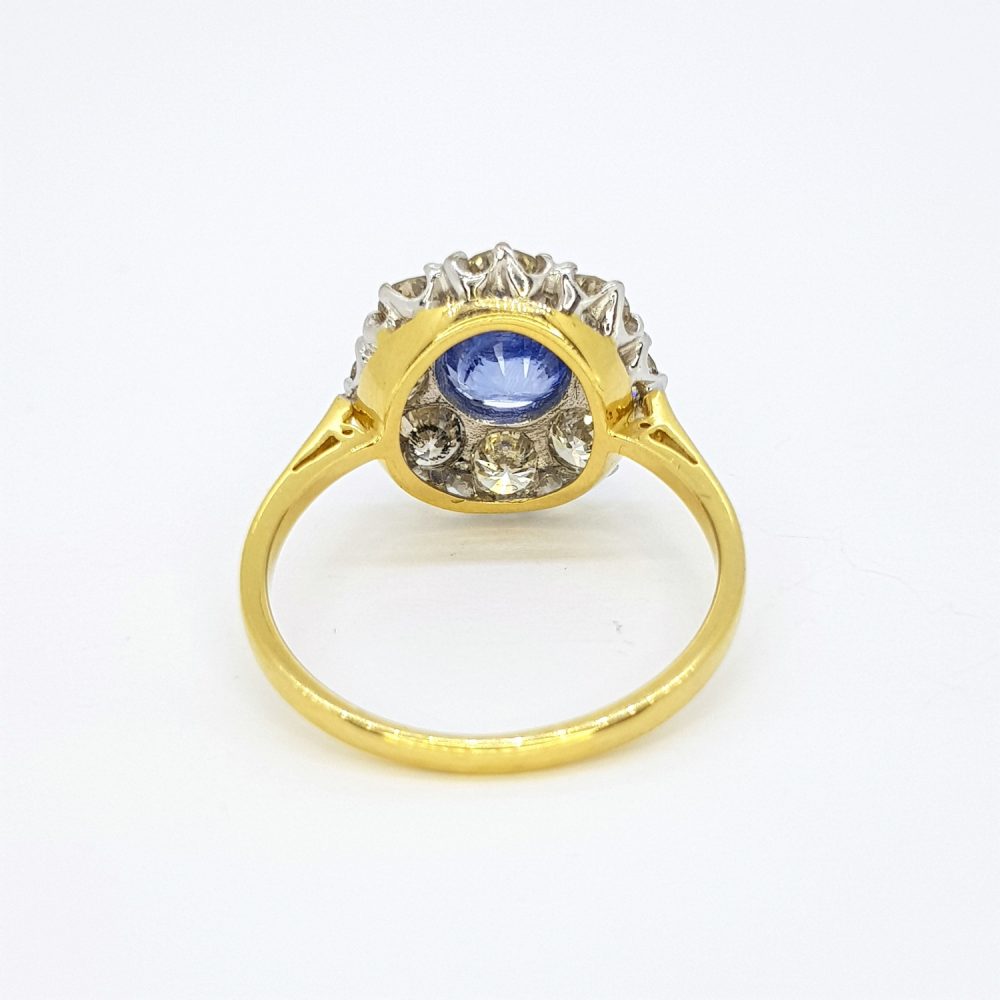 Sapphire and Diamond Cluster Ring