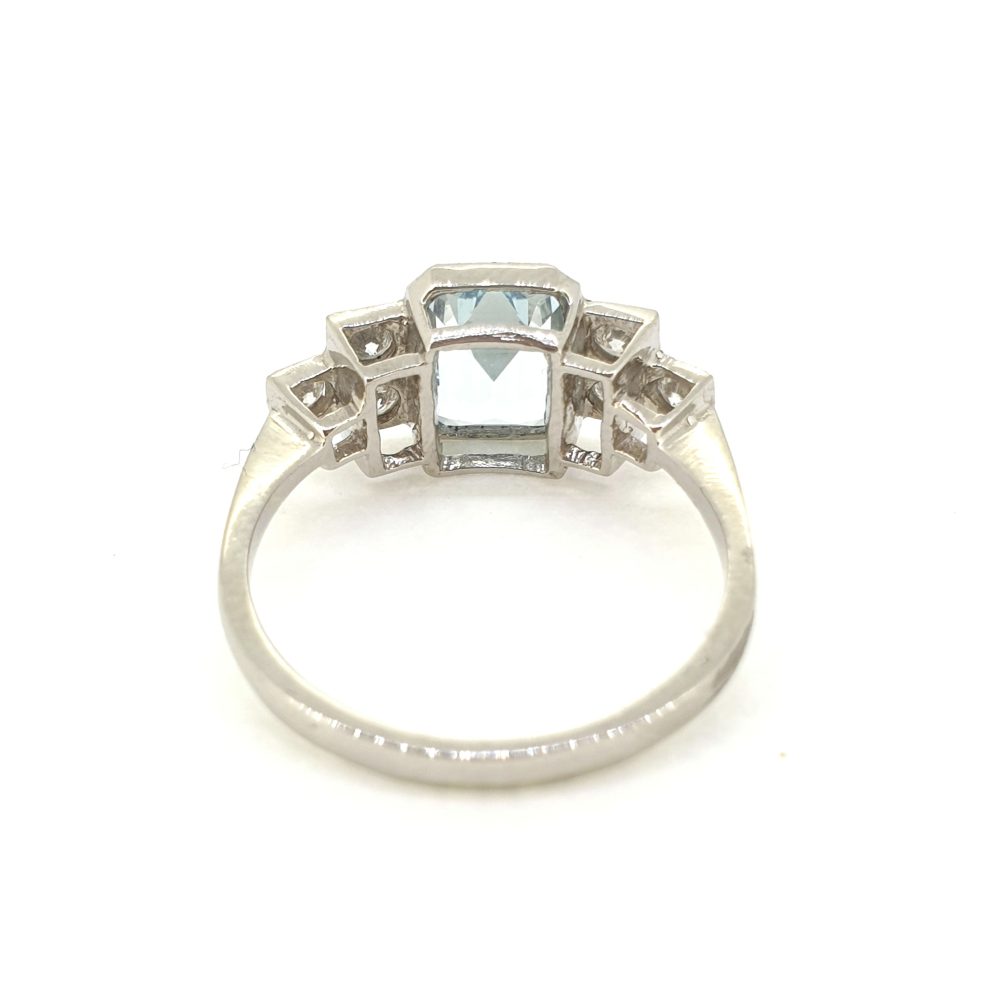 1.30ct Aquamarine and Diamond Engagement Ring in Platinum