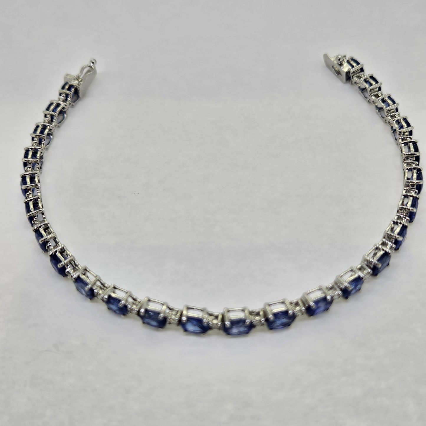 Oval Sapphire and Diamond Line Bracelet, 11.21 carats