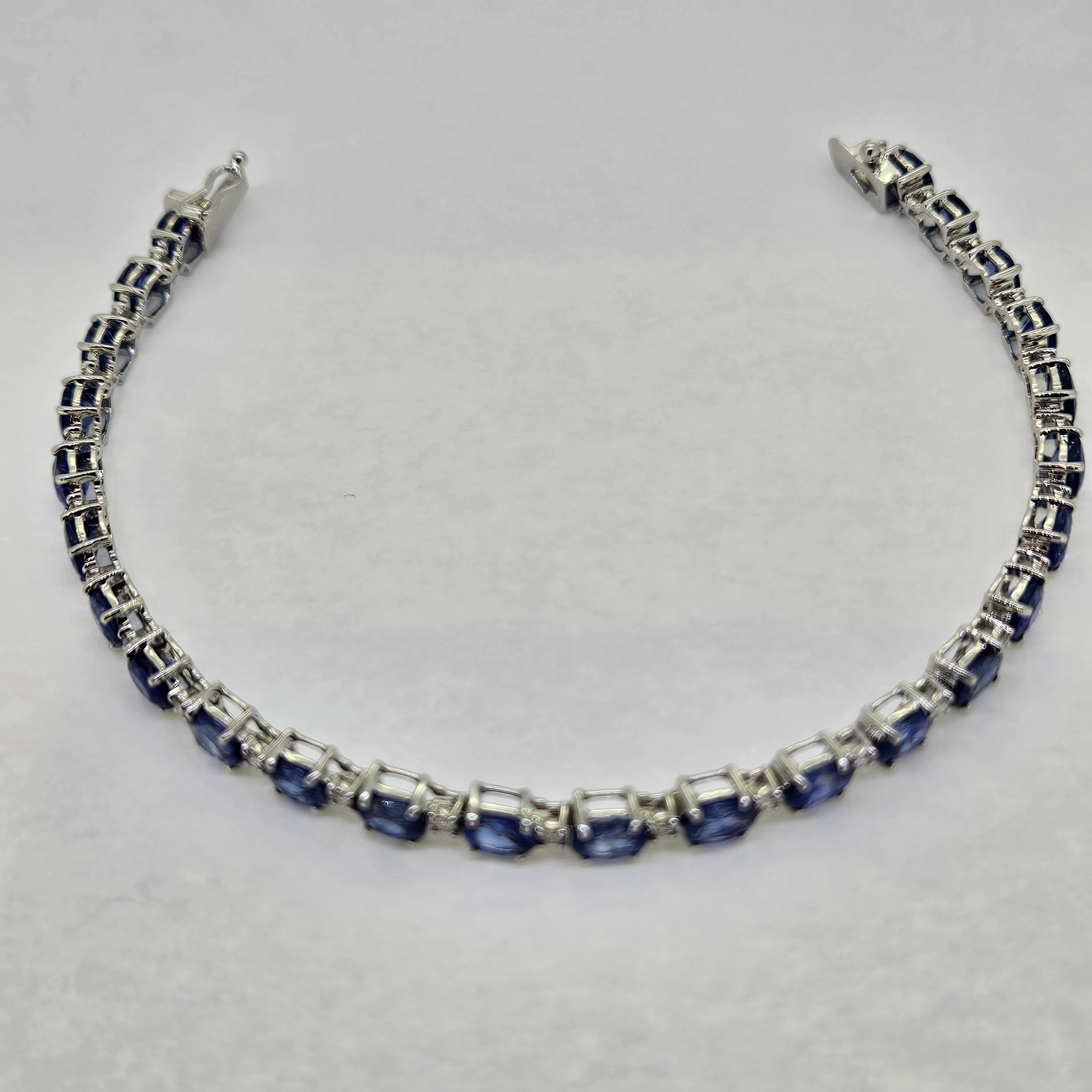 Oval Sapphire and Diamond Line Bracelet, 11.21 carats