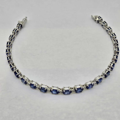 Oval Sapphire and Diamond Line Bracelet, 11.21 carats