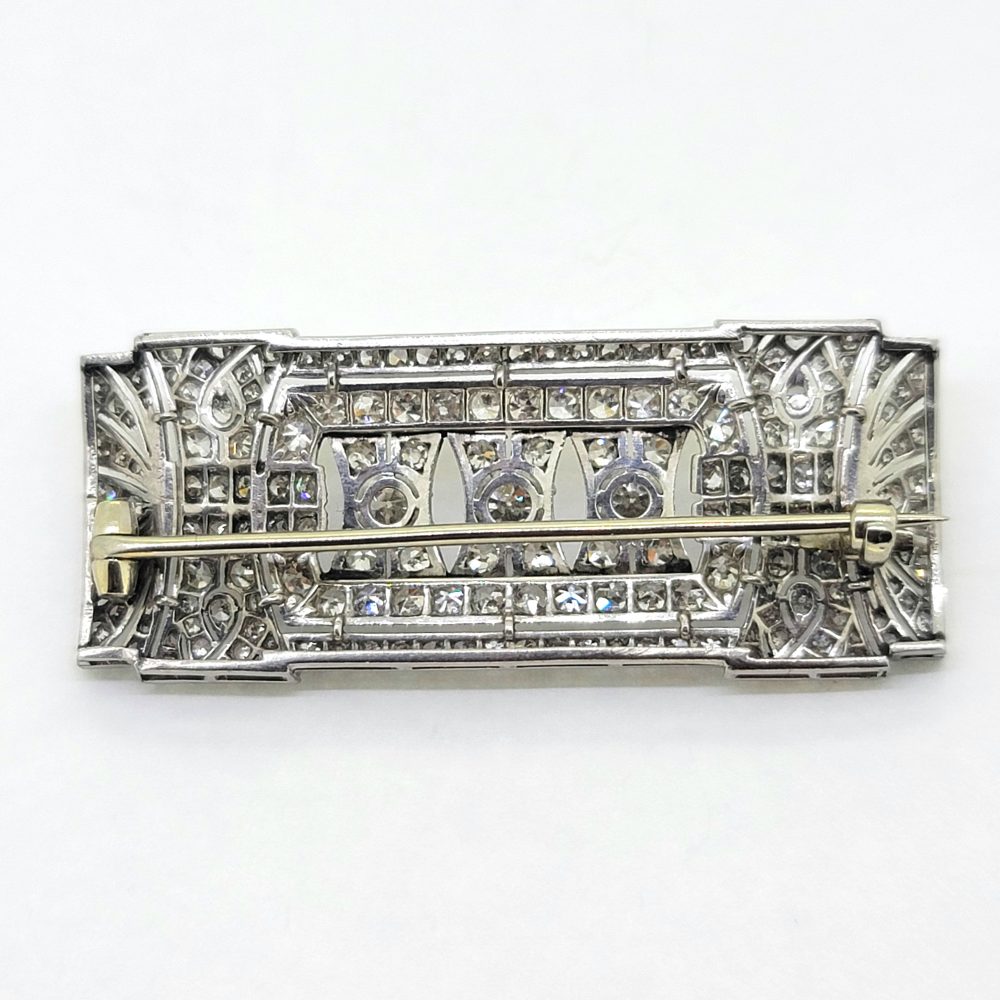 French 3ct Diamond Plaque Brooch in Platinum