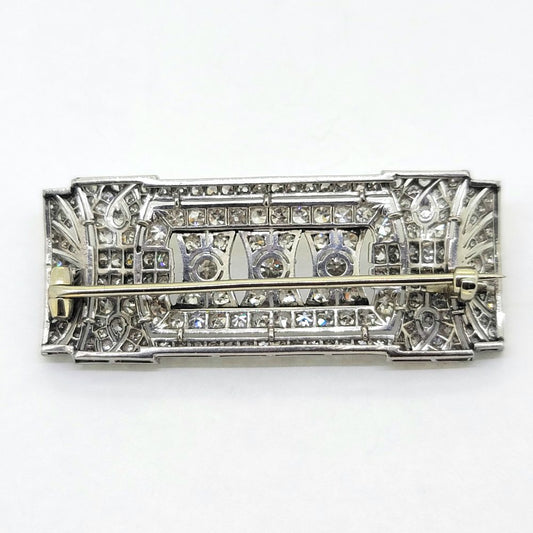 French 3ct Diamond Plaque Brooch in Platinum