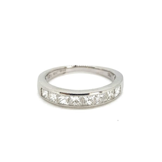Princess cut Diamond Half Eternity Ring in Platinum, 1.00 carat total