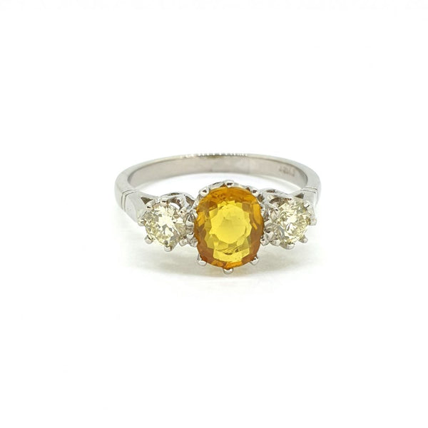 1.70ct Yellow Sapphire and Diamond Trilogy Ring
