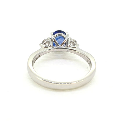 1.41ct Oval Sapphire and Diamond Three Stone Ring in Platinum