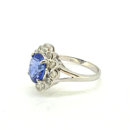 Contemporary 2.54ct Sapphire and Diamond Floral Cluster Ring