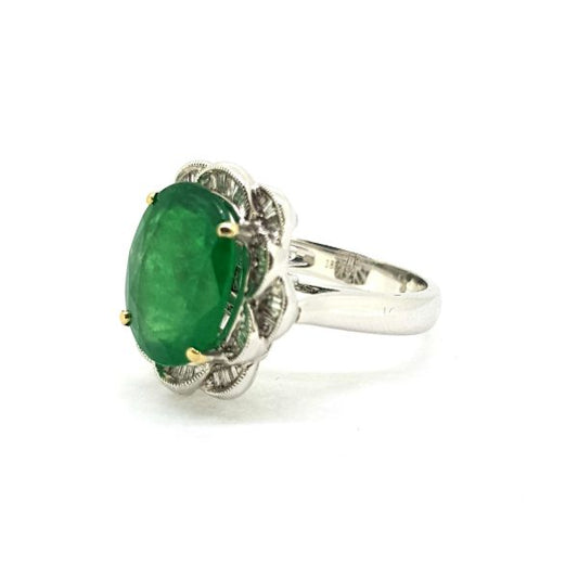 4.9ct Emerald and Diamond Dress Ring in 18ct White Gold